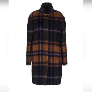 Department 5 Plaid Wool-Blend Coat Size XS Approx 4-6